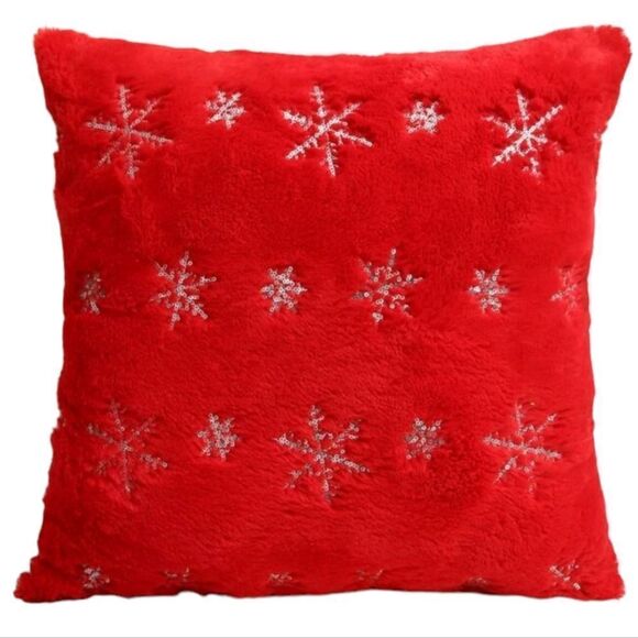 Snowflake Fuzzy Pillow Covers- 2 - Picture 3 of 5